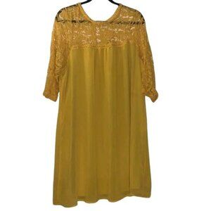 Yellow Lace & Chiffon A-Line Dress 3X By A.W.W